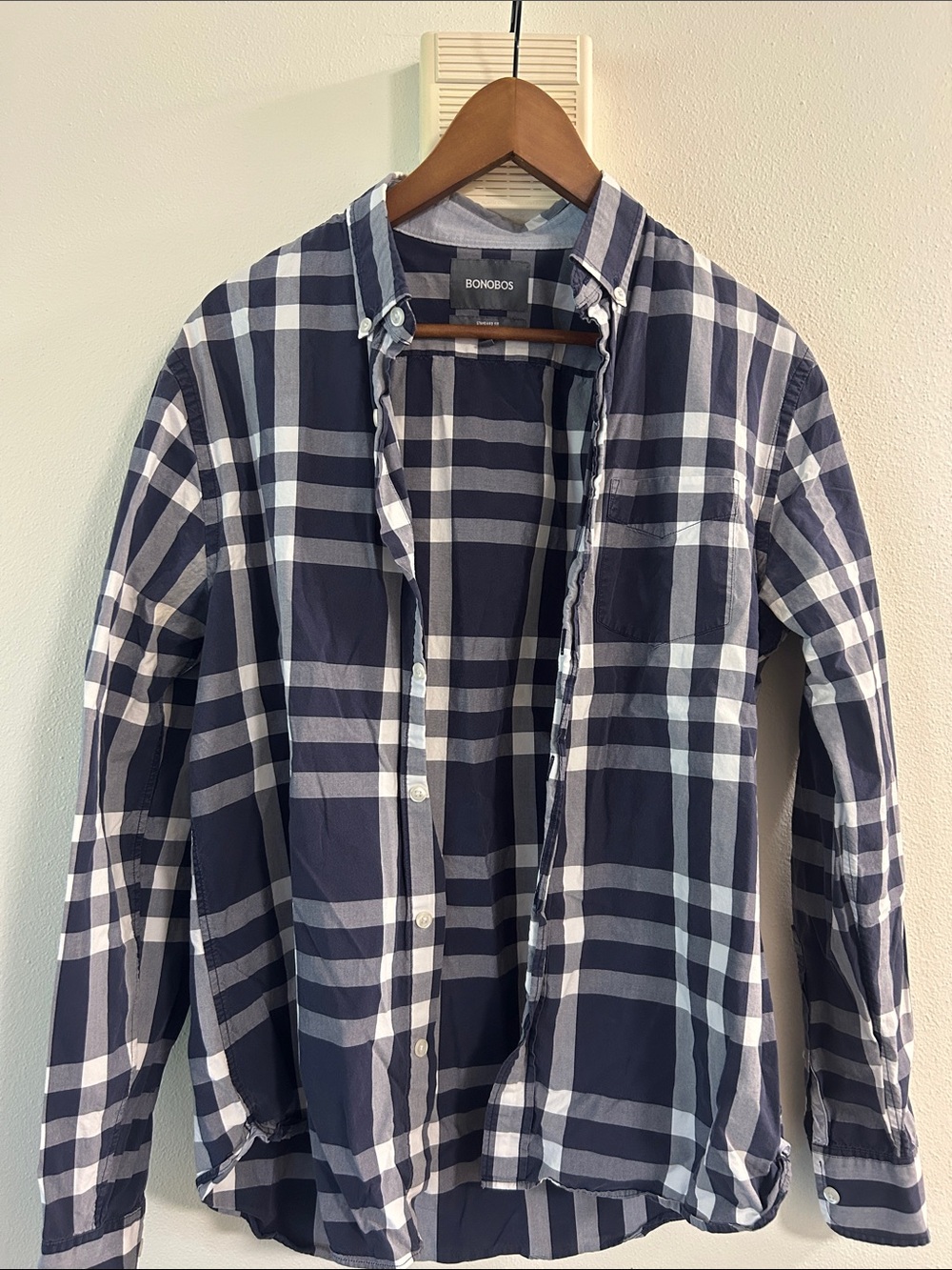Bonobos Navy and White Plaid Button-Up Shirt